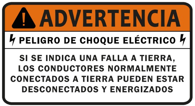 10 pack etiqueta solar PELIGRO DE CHOQUE ELECTRICO SI SE INDICA UNA FALLA A TIERRA