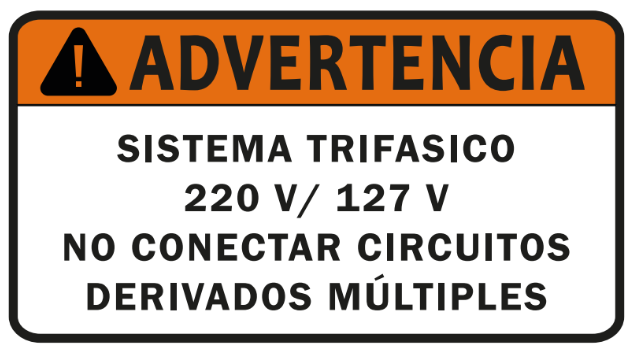 10 pack etiqueta solar ADVERTENCIA SISTEMA TRIFASICO 220 V / 127 V