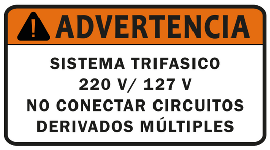 10 pack etiqueta solar ADVERTENCIA SISTEMA TRIFASICO 220 V / 127 V