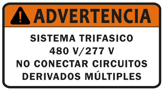 10 pack etiqueta solar ADVERTENCIA SISTEMA TRIFASICO 480 V / 277 V