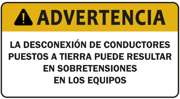 10 pack etiqueta solar ADVERTENCIA DESCONEXION DE CONDUCTORES PUESTOS A TIERRA PUEDE RESULTAR EN SOBRETENSIONES EN LOS EQUIPOS