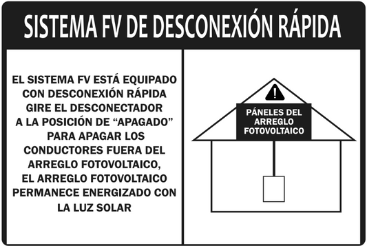 10 pack etiqueta solar SISTEMA FV DE DESCONEXION RAPIDA