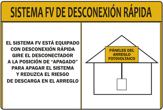 10 pack etiqueta solar SISTEMA FV DE DESCONEXION RAPIDA AMARILLO